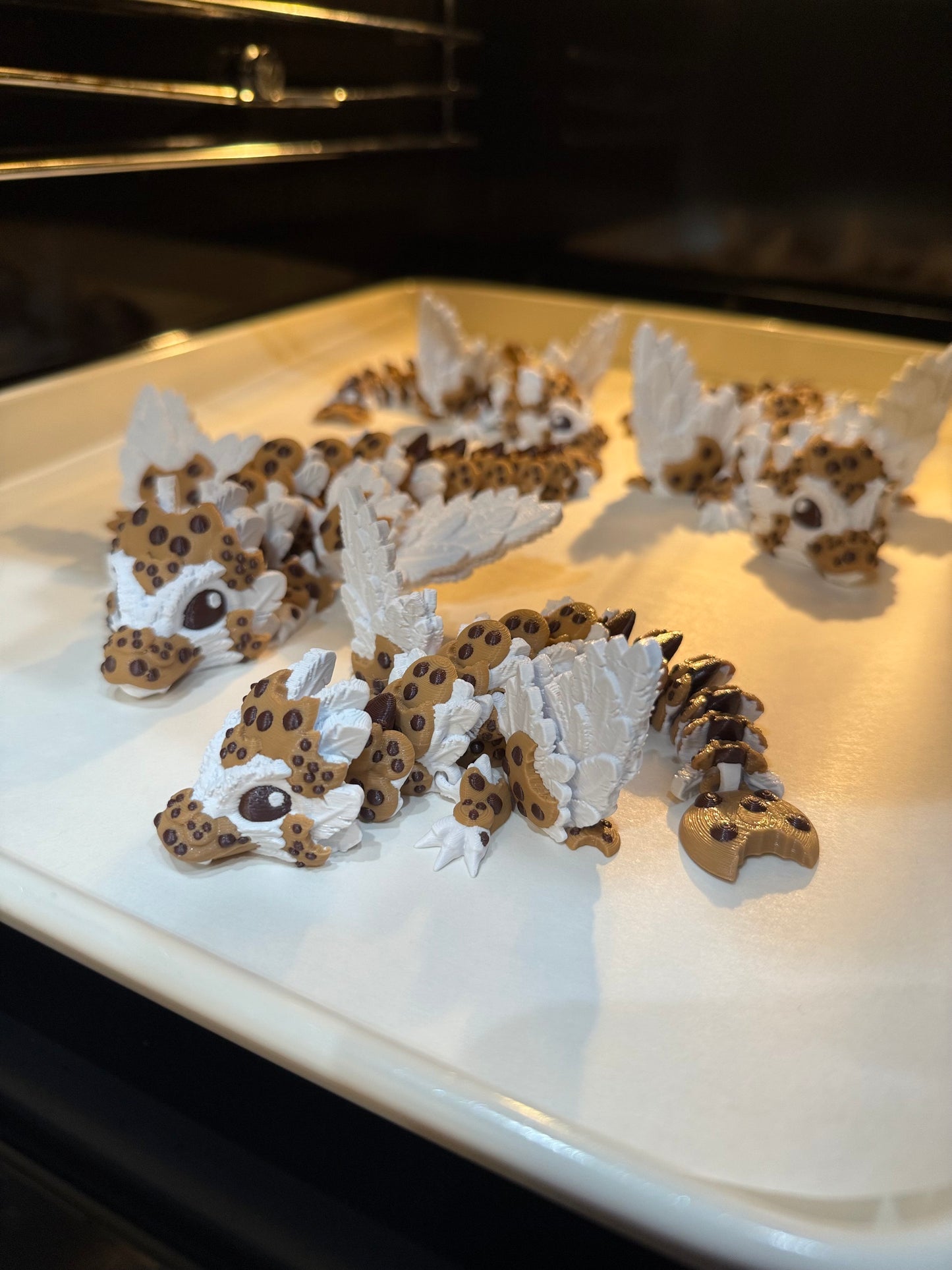 Chocolate Chip Cookie Dragon – Articulated 3D Printed Fantasy Creature - SoCal Geek Prints