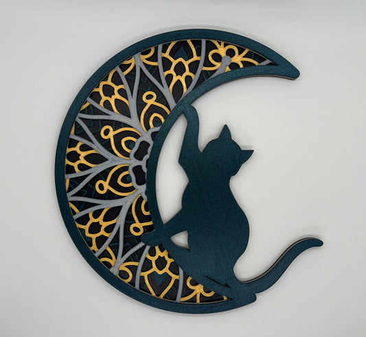 Mandala Cat and Moon Art - SoCal Geek Prints